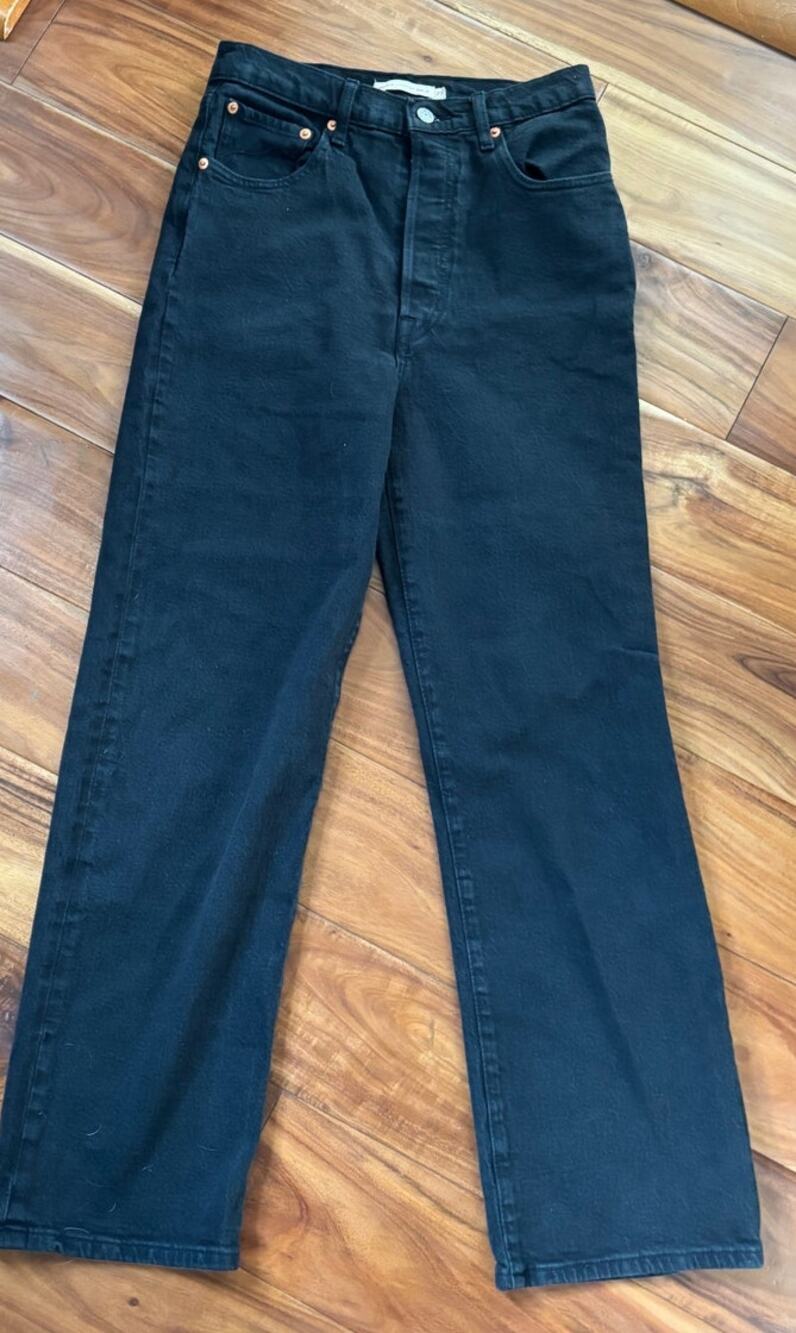 Levi's Ribcage High-Rise Straight Ankle - Size 27 - Black (Premium)